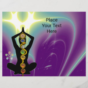 ASCLEPIUS,7 CHAKRAS YOGA LOTUS POSE Lila Reklamblad