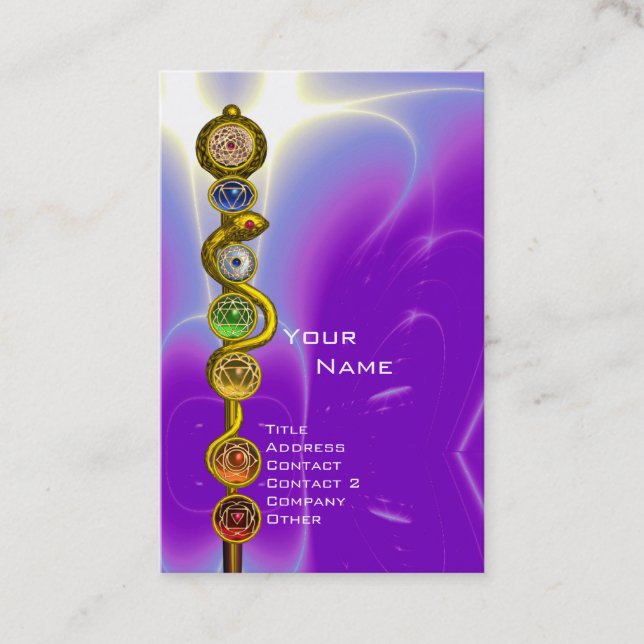 ASCLEPIUS,7 CHAKRAS YOGA LOTUS POSE Lila Visitkort (Framsida)