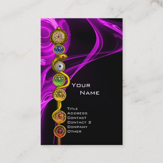ASCLEPIUS,7 CHAKRAS YOGA LOTUS POSE Lila Visitkort (Framsida)