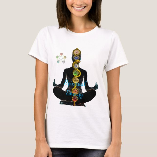 ASCLEPIUS 7 CHAKRAS, YOGA LOTUS POSE TEE SHIRT (Framsida)