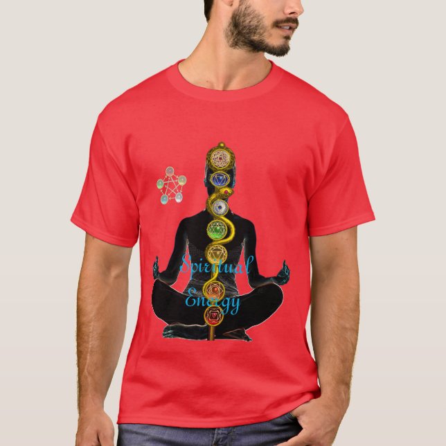ASCLEPIUS 7 CHAKRAS, YOGA LOTUS POSE TEE SHIRT (Framsida)