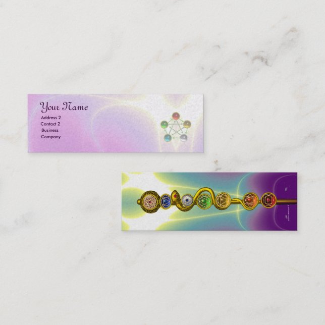 ASCLEPIUS,7 KAKRAS,YOGA,ANDLIG ENERGI MINI VISITKORT (Fram/baksida)