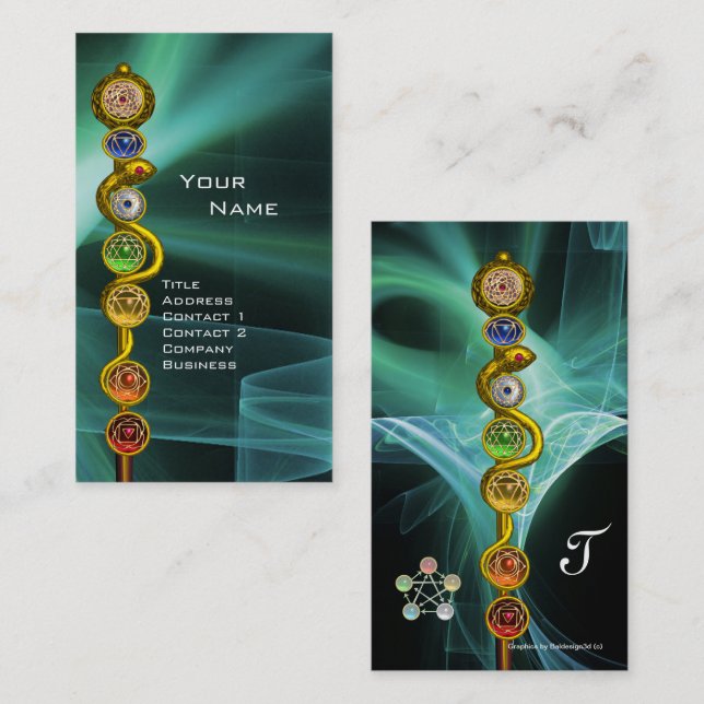 ASCLEPIUS,7 KAKRAS,YOGA,ANDLIG ENERGI VISITKORT (Fram/baksida)