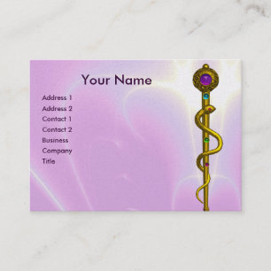 ASCLEPIUS Guld Medicinsk läkningssymbol Rosa Visitkort