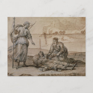 Asclepius Reviving Hippolytus (penna och bläck, tv Vykort