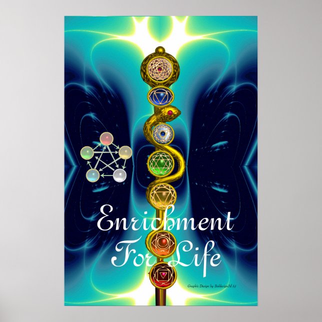 ASCLEPIUS STAV 7 CHAKRA, YOGA, ANDLIG ENERGI POSTER (Framsidan)