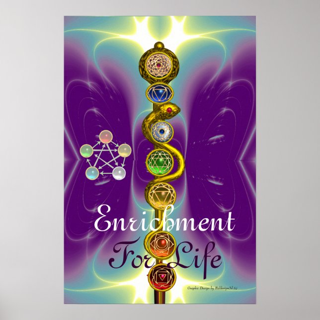 ASCLEPIUS STAV 7 CHAKROR, YOGA, ANDLIG ENERGI POSTER (Framsidan)