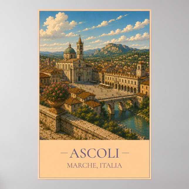 Ascoli, Italy – Vintage Travel Poster (Framsidan)