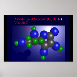 Ascorbic syrlig molekyl (trycket) poster
