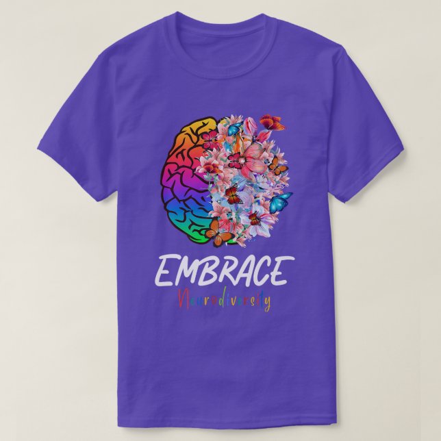ASD, ADHD Autism Awareness, Brain a Embrace Neurod T Shirt (Design framsida)