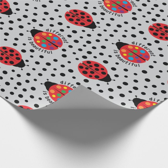 ASD Annorlunda är vackert Autism Nyckelpiga Födels Presentpapper (Hörn)