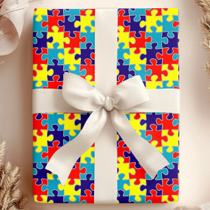 ASD Aspergers Autism Medvetenhet Pussel Mönster Presentpapper