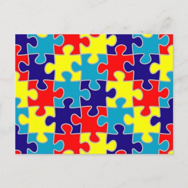ASD Aspergers Autism Medvetenhet Pussel Mönster Vykort (Framsida)