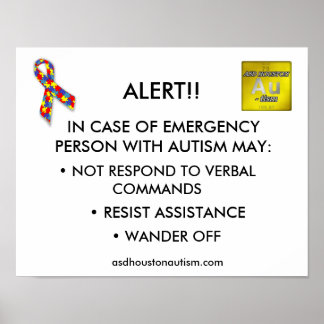 ASD Houston Autism "ALERT" Poster