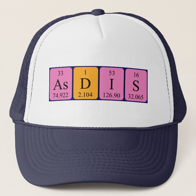 Asdis Periodisk bord namn hat Keps (Framsida)