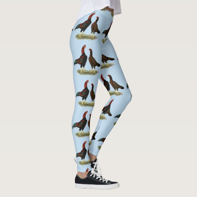 Aseel Black Red Chickens Leggings (Höger)