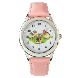 Aseel Svart Röda Kycklingar Armbandsur