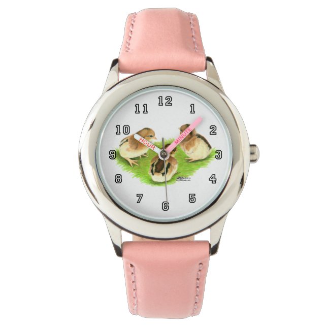 Aseel Svart Röda Kycklingar Armbandsur (Framsida)