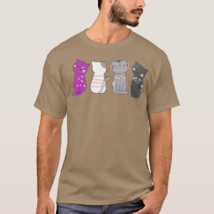 Aseuality Ace Flagga Kawaii Cat Lover Gift Aseual T Shirt