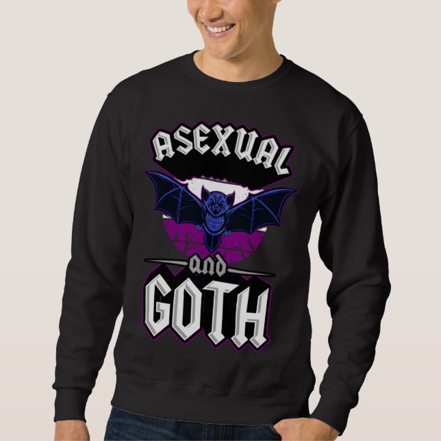 Asexual And Goth Gothic Emo Bat Pride LGBTQ Hallow Lång Ärmad Tröja (Framsida)