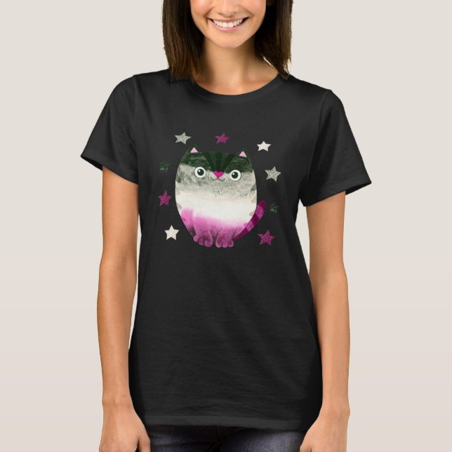 Asexual Cat Ace Pride LGBTQ+ Equality and Love T Shirt (Framsida)