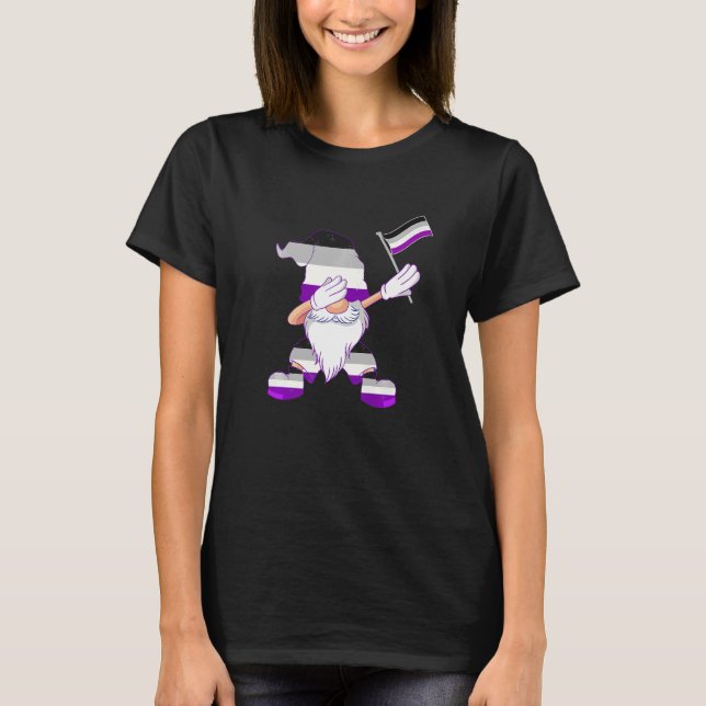 ASexual Dancing Gnome ASexual Flagga Beanie Asexue T Shirt (Framsida)