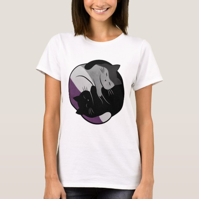 Asexual Eternal Yin Yang Cat T Shirt (Framsida)
