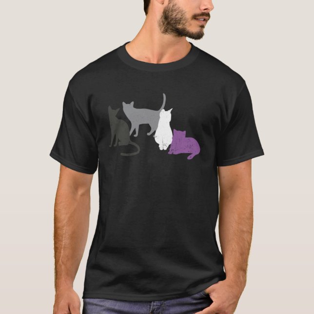 Asexual Flag LGBTQ Cats Pride Cat 1 T Shirt (Framsida)
