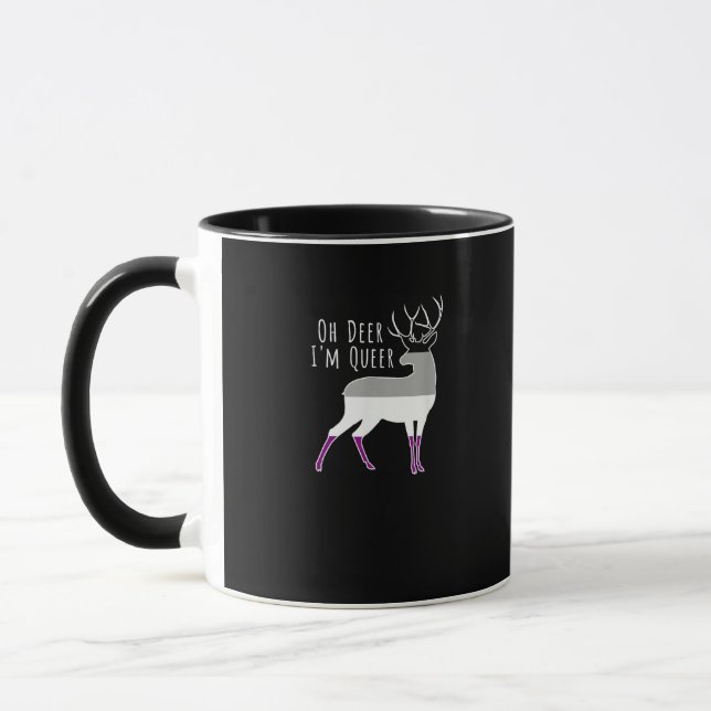 Asexual Flag Oh Deer Queer Pride Funny LGBT Design Mugg (Vänster)