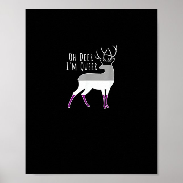 Asexual Flag Oh Deer Queer Pride Funny LGBT Design Poster (Framsidan)