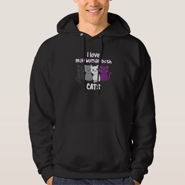 Asexual Flag Pride LGBTQ Cats cute Asexual Cat   Hoodie (Framsida)