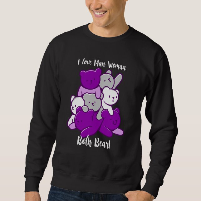 Asexual I Love Man Woman Both Bear Asexuality Ace  Lång Ärmad Tröja (Framsida)