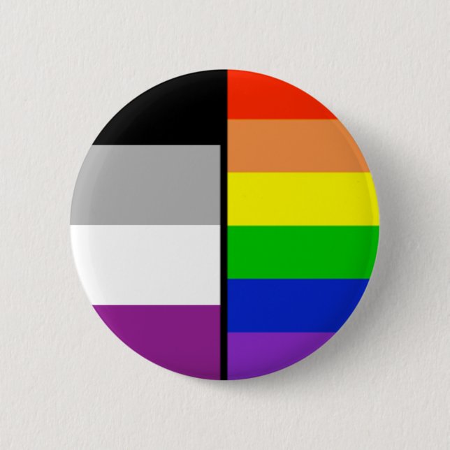 Asexual och regnbågeflaggoremblem knapp (Framsida)