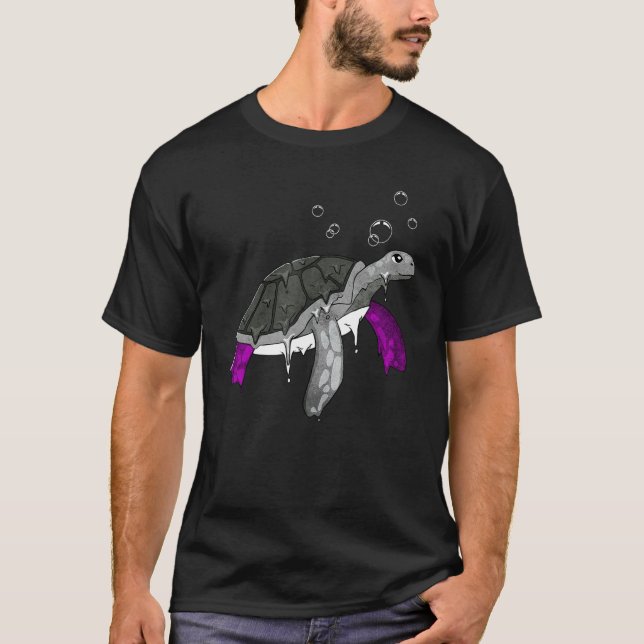 Asexual Pride Ace Flag Sea Turtle Subtle LGBTQ T Shirt (Framsida)