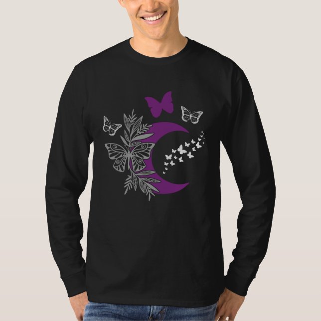 Asexual Pride Ace LGBTQ Butterfly Moon LGBT Gay Pr T Shirt (Framsida)