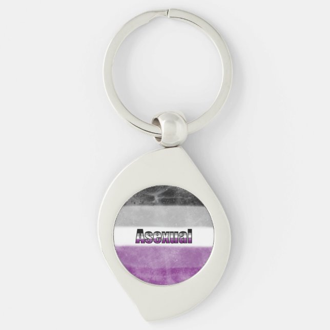 Asexual pride flag key ring swirl silverfärgad nyckelring (Framsidan)
