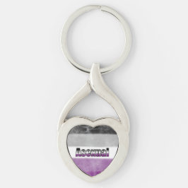 Asexual pride flag key ring twisted heart silverfärgad nyckelring