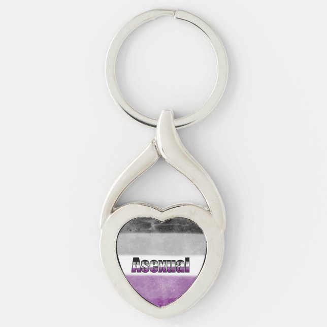 Asexual pride flag key ring twisted heart silverfärgad nyckelring (Framsidan)