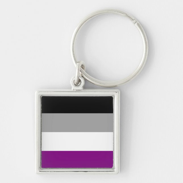 Asexual pride fyrkantig silverfärgad nyckelring (Framsidan)
