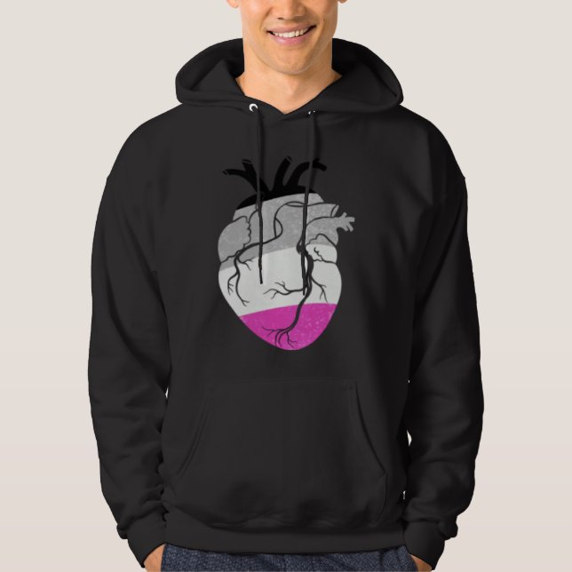 Asexual Pride Heart Flag Hoodie (Framsida)