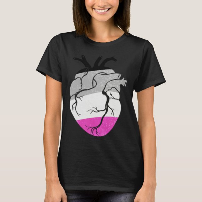 Asexual Pride Heart Flag T Shirt (Framsida)