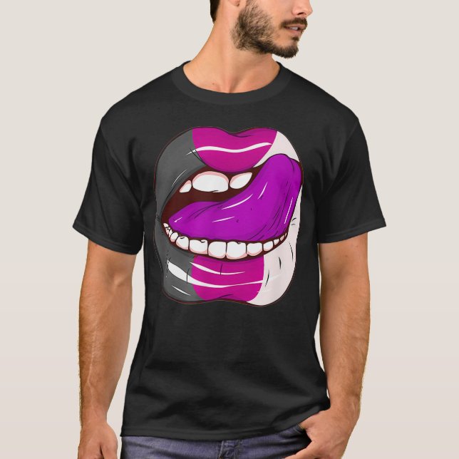 Asexual Pride LGBTQ Ace Lips Party  T Shirt (Framsida)