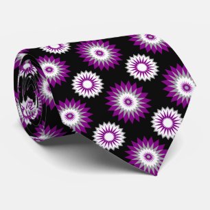 Asexualitet pride flagga/svart blomma mönster slips