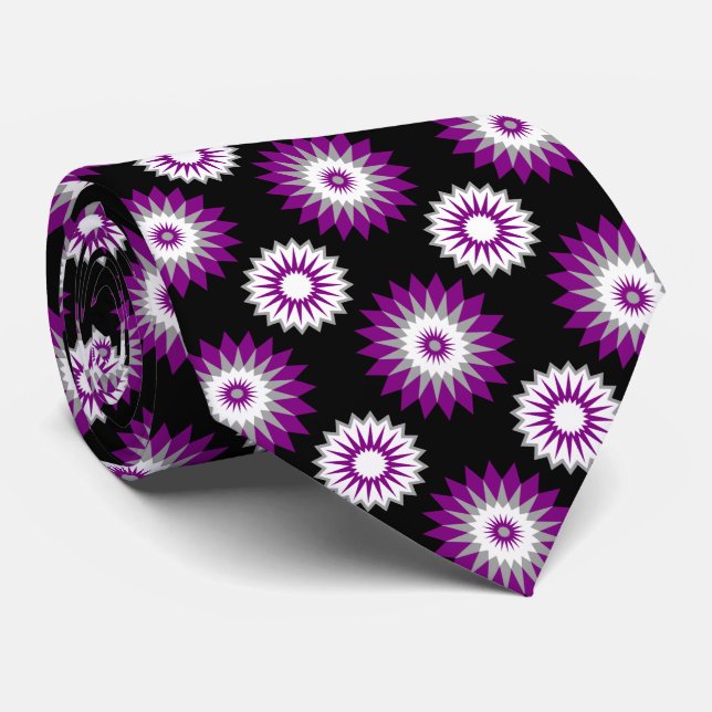 Asexualitet pride flagga/svart blomma mönster slips (Rullad)