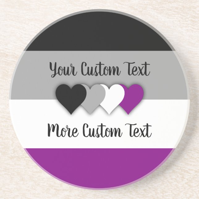 Asexuality pride flag with hearts coaster underlägg (Framsidan)