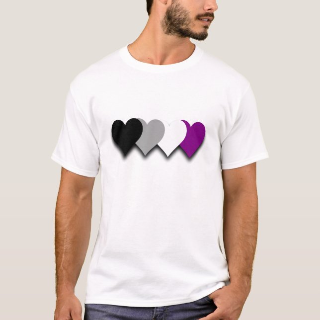 Asexuality pride hearts T-shirt (Framsida)