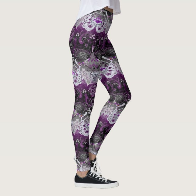 Asexuell Dragon Damask - Ace Pride Flagga Färg Leggings (Höger)