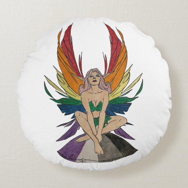 Asexuell fe rund kudde (Framsidan)