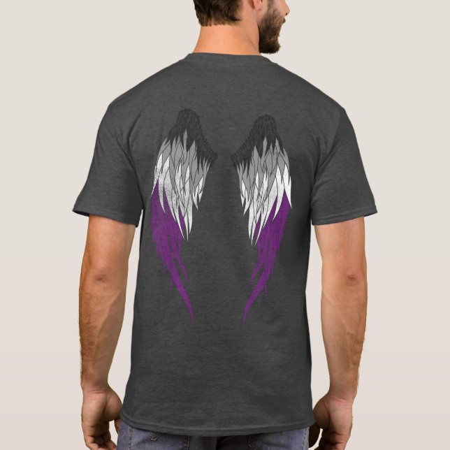 Asexuell Flagga - Angel Vingar T Shirt (Baksida)