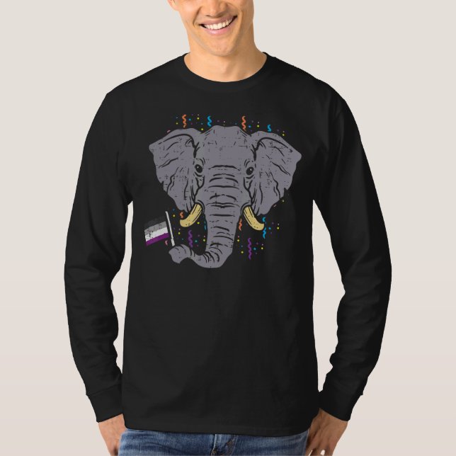 Asexuell Flagga Elephant Lgbt Ace Pride Saker Anim T Shirt (Framsida)